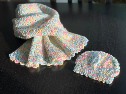 Shiny Pastel Baby Blanket with Hat